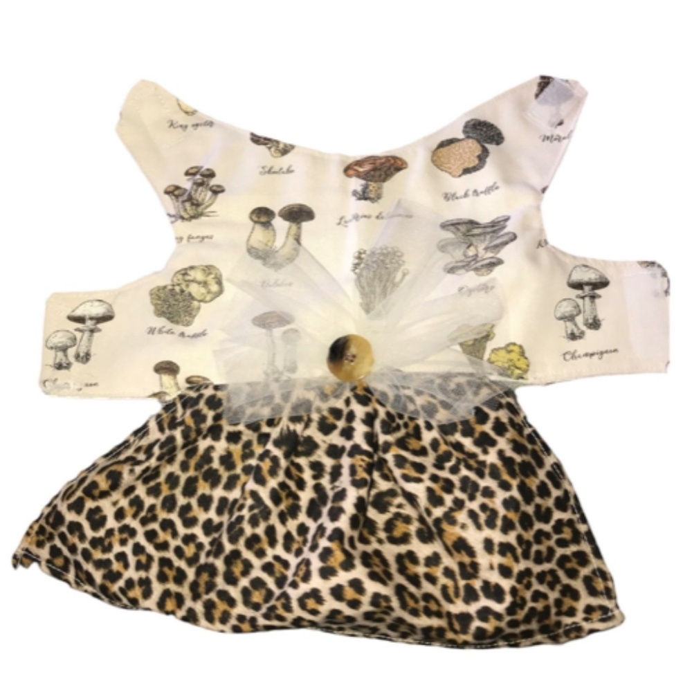 Handmade Cheetah Print/Mushroom Dog Dress- Size Small - Picture 2 of 10
